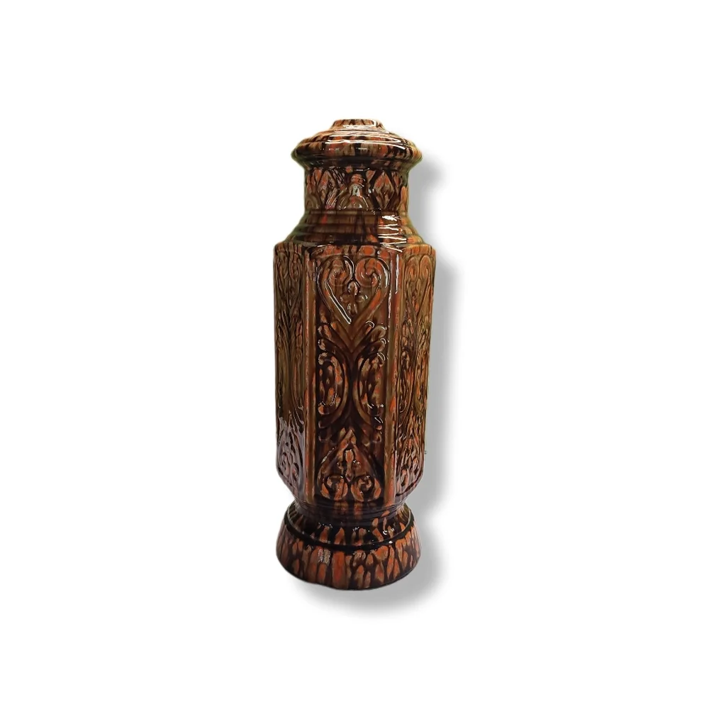 Tall Vintage 60s 70s Lamp Base Glazed Brown Orange